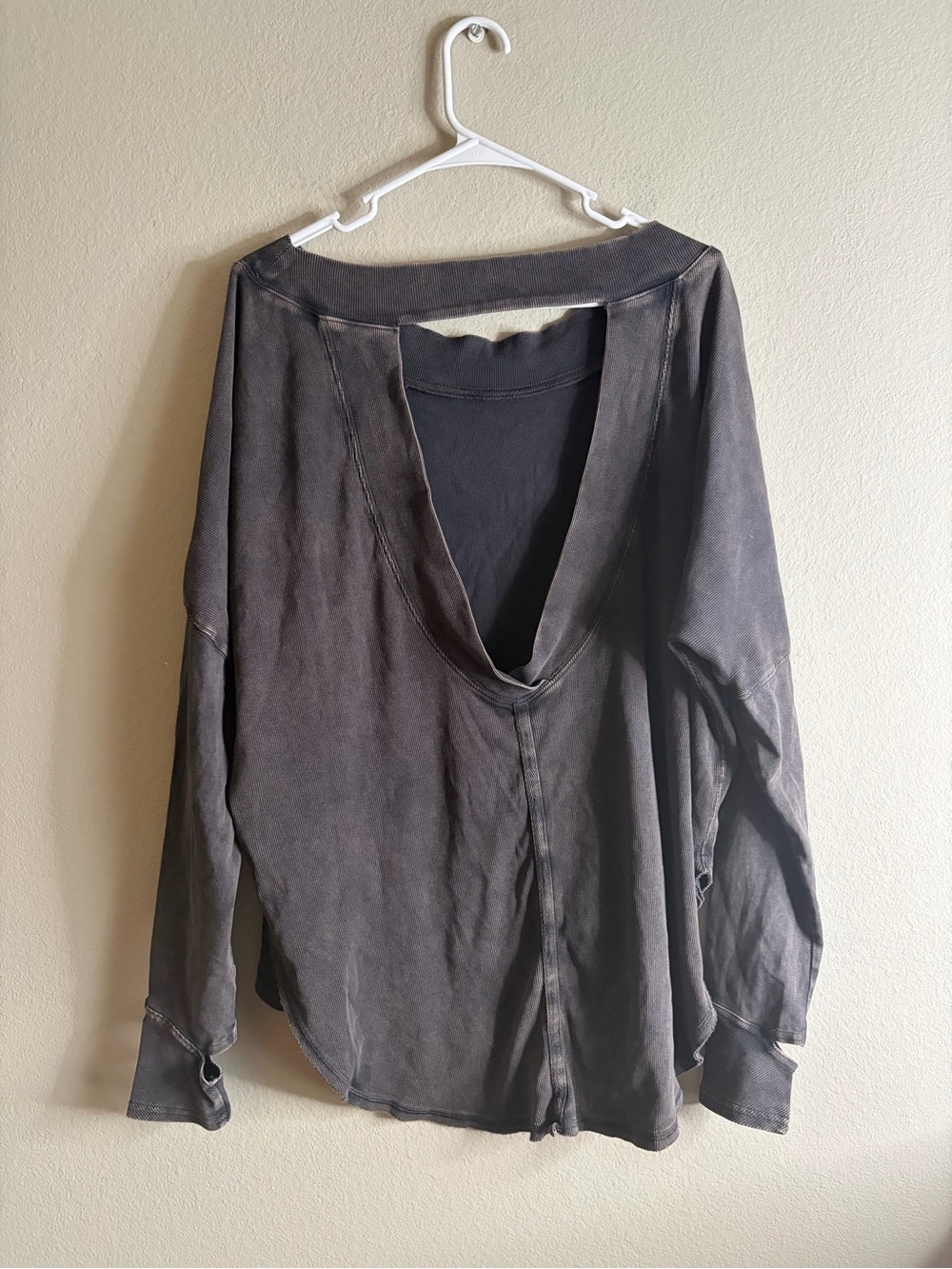 Free People Movement  Washed Black Simply Layer Open Back Top Thumbholes medium